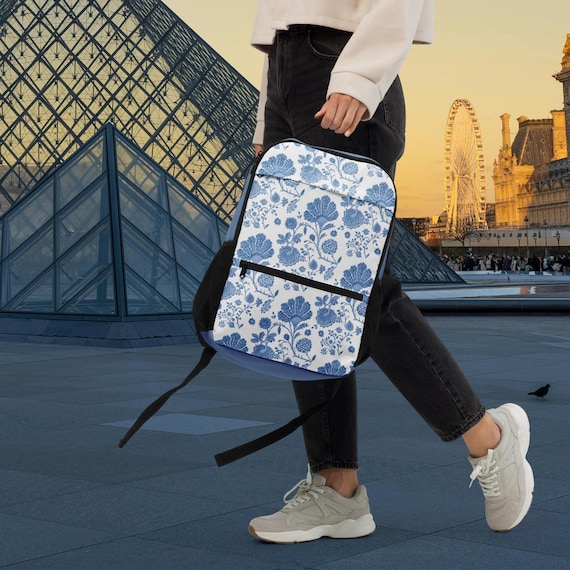 College Backpack Bag With Blue and White Floral Print, University Back Pack  for Women and Men, Durable Travel Bag 16 Litre, Carry on Luggage - Etsy