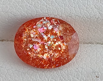 Konfetti Sonnenstein: Natürlicher Regenbogen Flocken Edelstein (2.20 Carat, 10 x 8 MM)