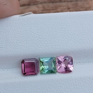 Natural Multi Color Tourmaline Faceted Shape Cushion Size 5 MM Beautiful Good Quality Tourmaline Gemstone For Jewelry Making  3 Pic Lot