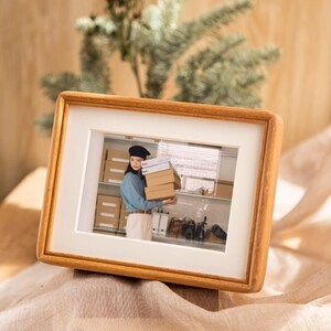Natural Solid Teak Photo Frame Size from 4" to 10" Standing Hanging Hardwood Rustic Picture Frame Housewarming Gift Home Decor