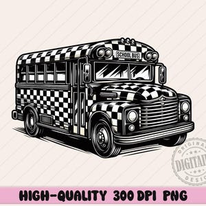 Checkered School Bus png sublimation design, Back to School png, Retro school bus png, school png, sublimate designs download