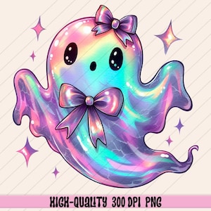Retro Disco Iridescent Ghost Sublimation PNG Cute Disco Ghost PNG Retro Cute Ghost PNG Glitter Ghost Adorable Ghost Png Spooky Vibes Png
