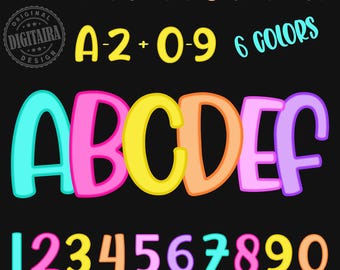 Preppy Letters and Numbers PNG Bundle, Neon Letters Bundle,bright ...