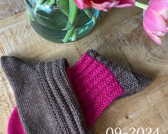 Chaussettes tricotées main bruit rose taille 42