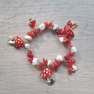 Mushroom Inspired Crystal Bracelet