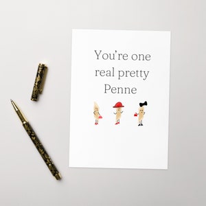 Whimsical Pasta Pun Greeting Card, Digital Download Pasta Card