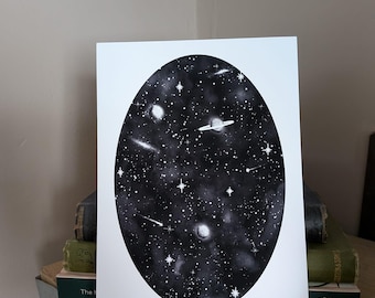 Cosmic Silence Galaxy Print: Starry Night Sky Wall Art A4 or 5x7 print. (NO AI USED)