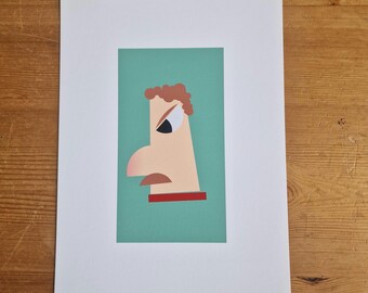 Abstracte gezichtskunstprint – Modern geometrisch woondecor 5 x 7 A4 (GEEN AI-GEBRUIKT)