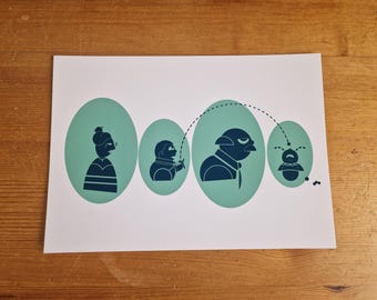 Abstracte familieportretkunstdruk: moderne popart-afdruk van A4 of 5 x 7. (GEEN GEBRUIKTE AI)