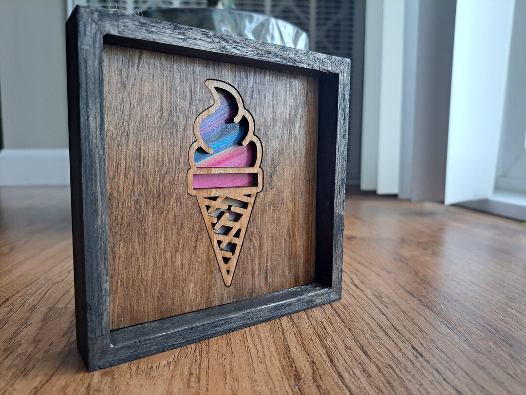 5 Laser Cut Ice Cream Cone Wooden Mini Art Etsy