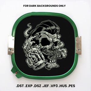 Skull Embroidery Design, Machine Embroidery Design, 3 Sizes, Instant Download