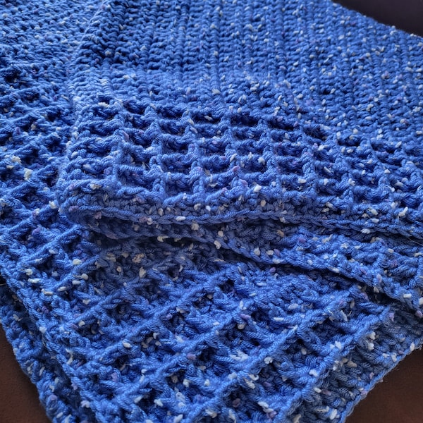 Easy Baby Blanket Crochet Pattern - Waffle Stitch Border
