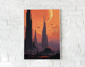 Coruscant Star Wars Print: Minimalist Sci-Fi Landscape (Digital Download)