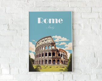 Colosseum Rome Print: Minimalist Italy Travel Poster (Digital Print)