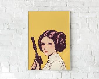 Princess Leia Pop Art Print: Star Wars Minimalist Design (Digital Download)