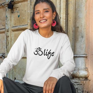 OMLife Long Sleeve T-Shirt, Soft Cotton Blends in 10 Colors, Yoga-Inspired Comfort