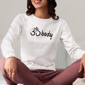 Ombody Long Sleeve T-Shirt, Soft Cotton in 10 Colors, Yoga-Inspired Design