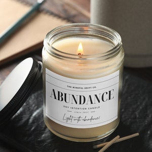 Abundance Aromatherapy Candle - Non-Toxic Natural Soy Intention Candle