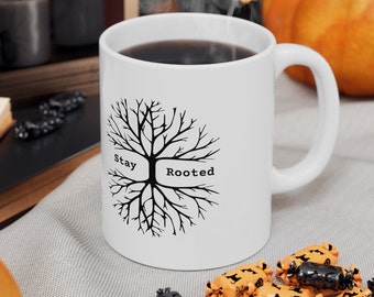 Tazza da caffè in ceramica nera Stay Rooted 11 once