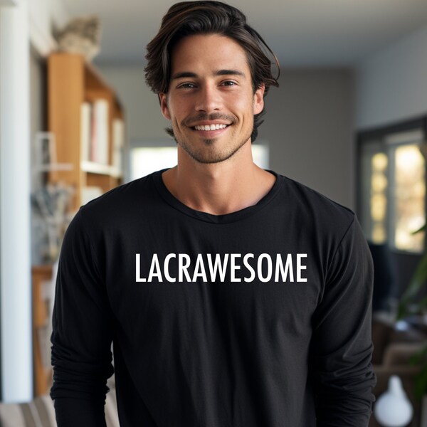 Lacrosse Players Shirt, 100% Cotton LACRAWESOME Lax Bro Gift, Unique Womens Stickball Tshirt, Beautiful Made in the USA American Apparel Tee