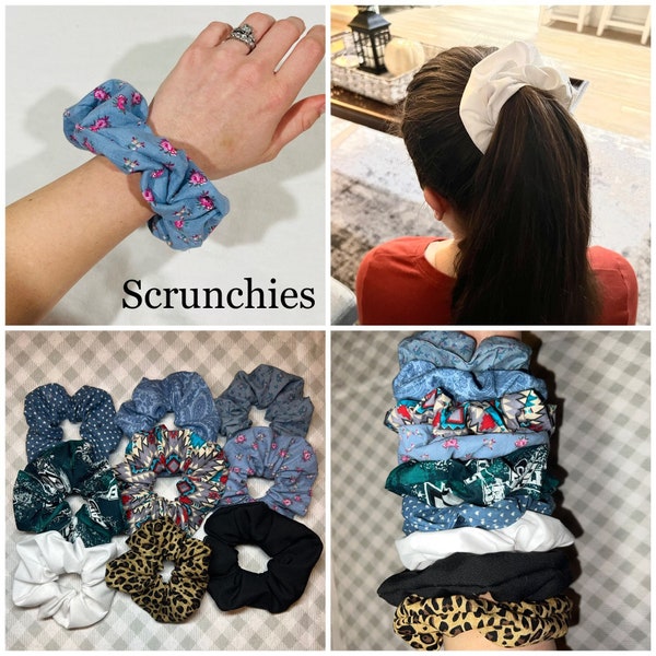 Scrunchies, Cotton Scrunchies, Organic Scrunchies, Christmas Gift, Stocking Stuffer, Hair accessories, Mothers Day Gift, Handmade