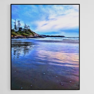 Pacific Beach Wall Art, Blue and Purple Home Decor, Isla de Vancouver, West Coast Art, British Columbia Wilderness, Pacific Rim National Park