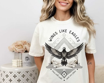 Comfort Colors Wings Like Eagles Isaiah 40 T-shirt Wait on the Lord Bible Verse Tee Soaking in God's Presence Tshirt Worship Shirt Faith Tee