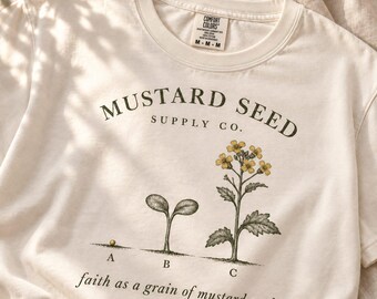 Mustard Seed Supply Co Botanical Christian Shirt | Matthew 17:20 Comfort Colors Tee | Faith T-shirt