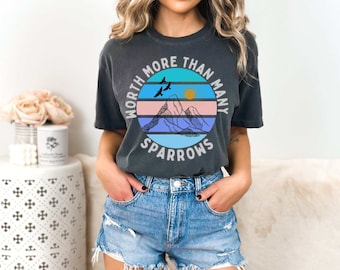 Comfort Colors Worth More Than Many Sparrows Matthew 10 T-shirt Christian Scripture Inspired Shirt Jesus' Words Bible Verse Tshirt Worry Not