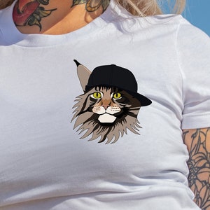 Mainecoon T-Shirt, Mainecoon Cat, Unique Gift, Casual T-Shirt, Mainecoon & Snapback, Pet Design, Mainecoon Cat Design