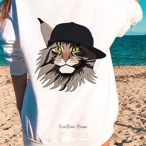 Mainecoon Sweatshirt, Mainecoon Cat, Leisure Sweatshirt, Mainecoon & Snapback, Pet Design, Mainecoon Cat Design