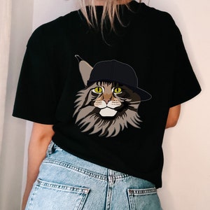 Mainecoon T-Shirt, Mainecoon Cat, Unique Gift, Casual T-Shirt, Mainecoon & Snapback, Pet Design, Mainecoon Cat Design