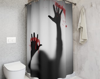 Cortina de chuveiro de Halloween com o tema Bloody Shadow Man: decoração assustadora para banheiro