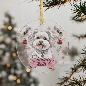 Personalized Pet Photo  Cartoon Christmas Ornament Gift For Pet Lover Custom Pet Keepsake Clear Acrylic Holiday Ornaments