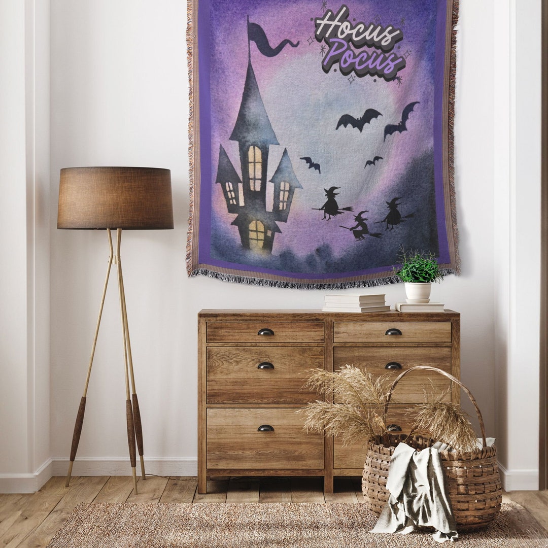 Hocus Pocus Halloween Woven Throw Blanket: Purple Fall Decor (50 X 60 ...