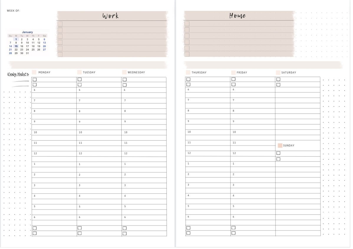 Full Letter Size Printable Planner: Weekly With Hourly Agenda, Full ...