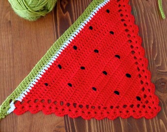 Watermelon red hair bandana knitted crochet bandana