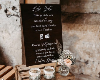 Hochzeitsschild Fotograf | Keine Fotos | Hinweisschild | Holzschild