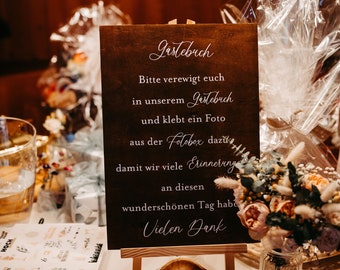 Hochzeitsschild Gästebuch | Fotobox | Holzschild