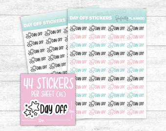 44 DAY OFF Stickers, A5 Sheet -  Diary, Calendar, Planner, Study, College and Journal Stickers,