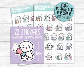 22 HOUSE CLEANING / CHORES Emoti / Kawaii Stickers for your Planner and Bullet Journal