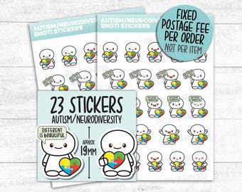 23 AUTISM AWARENESS Stickers, Neurodiversity Pride, Planner Decals