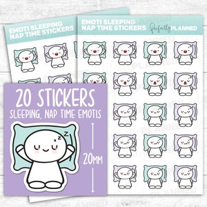 20 SLEEPING / NAP TIME Emoti / Kawaii Stickers for your Planner and Bullet Journal