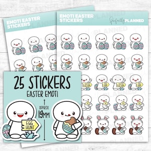 25 EASTER Emoti / Kawaii Stickers for your Planner, Calendar, Journal and Bullet Journal