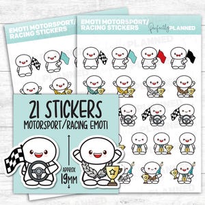21 MOTORSPORT / RACING Emoti / Kawaii Stickers for your Planner, Calendar, Journal and Bullet Journal