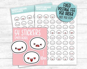 54 EMOTI KÖPFE, Stimmungs Aufkleber / Kawaii Aufkleber für deinen Planer, Journal und Bullet Journal
