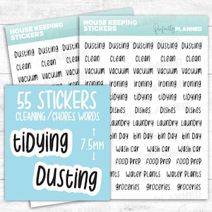 55 adesivi per lavori domestici/faccende domestiche per il tuo planner e bullet journal