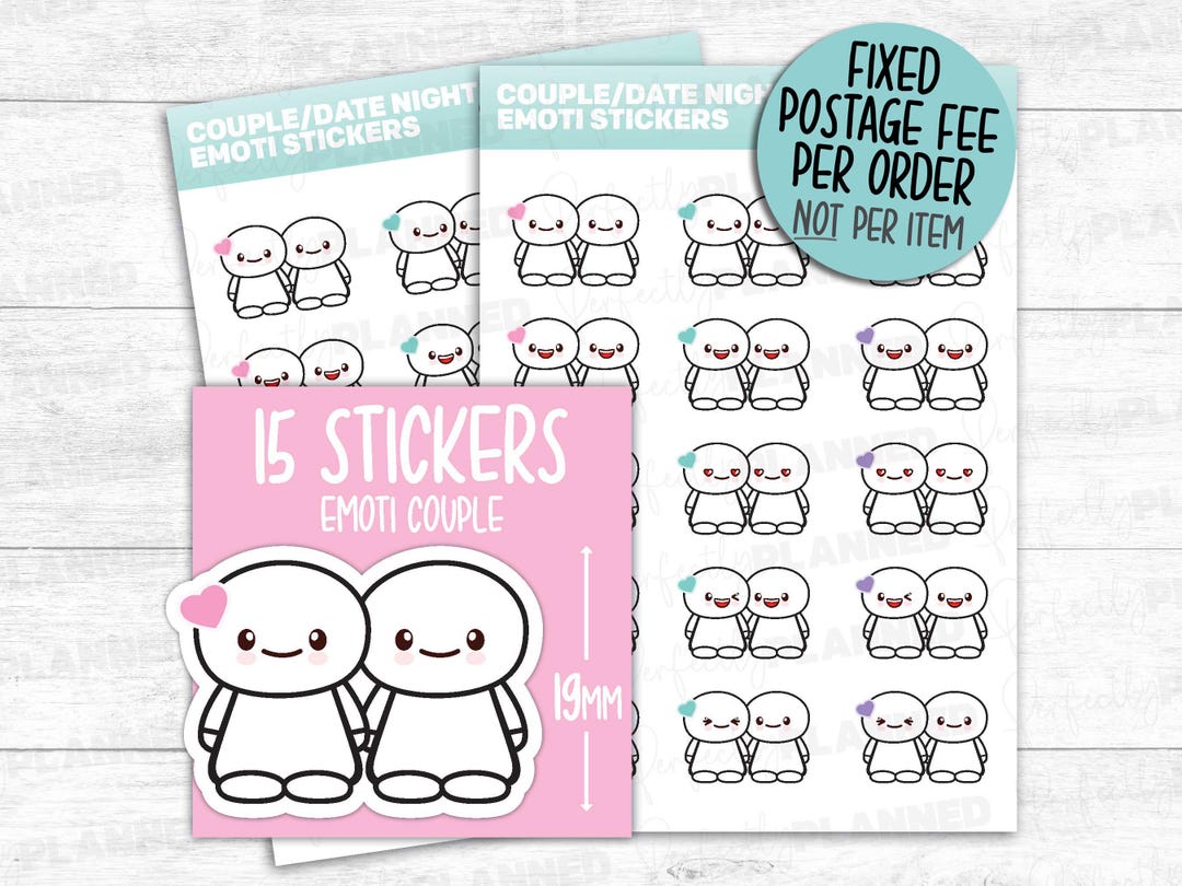 15 COUPLE EMOTI STICKERS - Date Night Planner Sticker Sheet | Journal ...