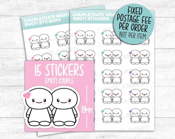 15 ADESIVI EMOTI DI COPPIA - Foglio di adesivi per agenda appuntamenti / Diario / Bullet Journal / Album e altro