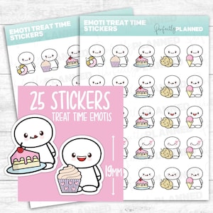 25 TREAT TIME Emoti / Kawaii Stickers for your Planner and Bullet Journal